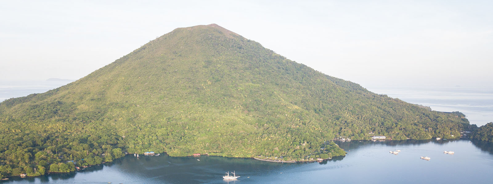 Aerial of Gunung Api photographed on coral triangle adventures snorkeling tour to the Banda Islands