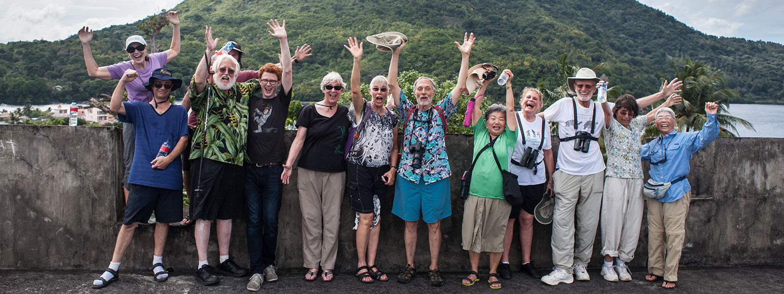 Group photo showing folks having fun on our snorkeling tour to Banda Islands