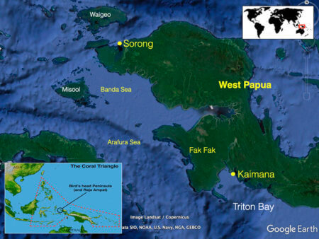 Location map for coral triangle adventures snorkeling tour