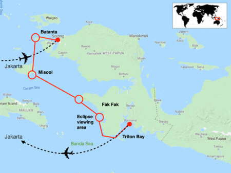 route map for coral triangle adventures solar eclipse snorkeling tour