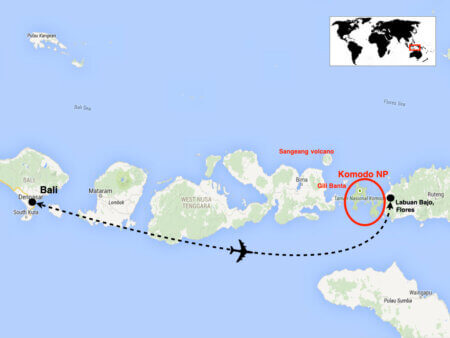 Route map for Komodo National Park snorkeling tour
